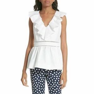 Kate Spade White Ruffle Peplum Size 8